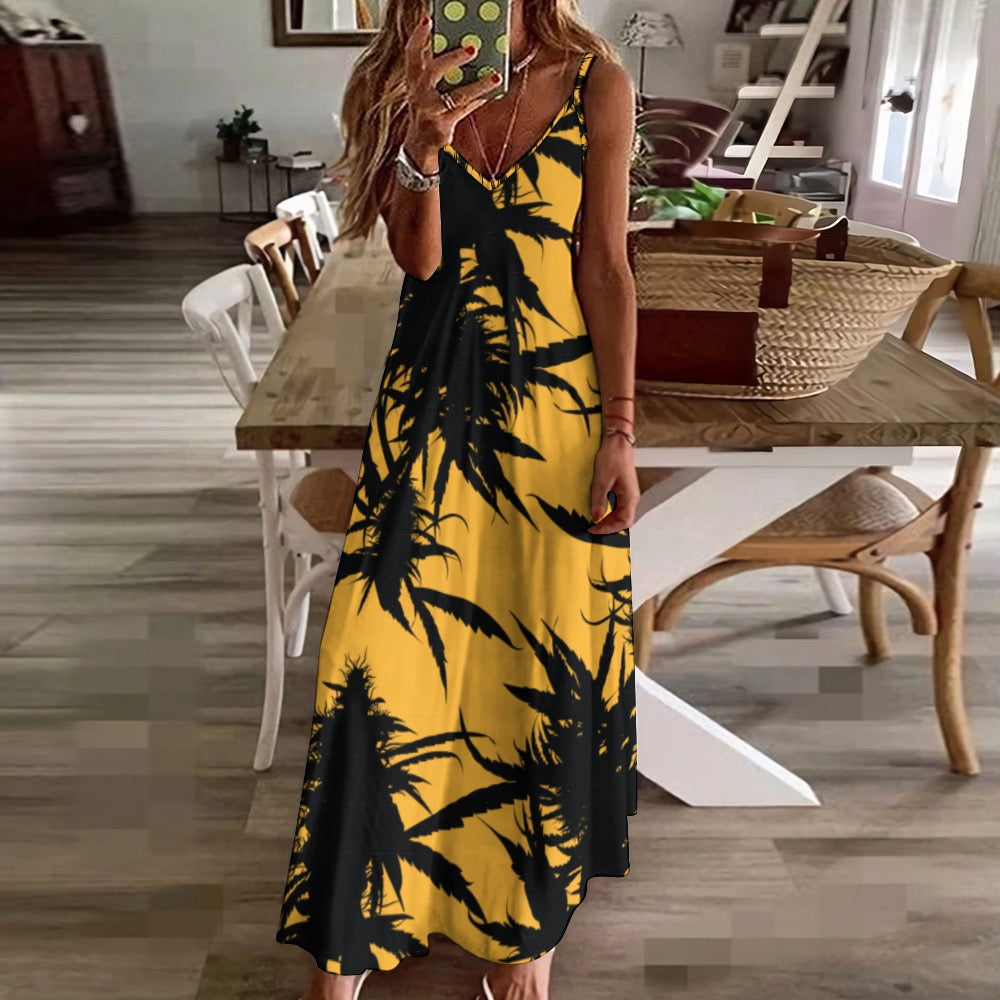 Plant Goddess Sling Ankle Long Dress