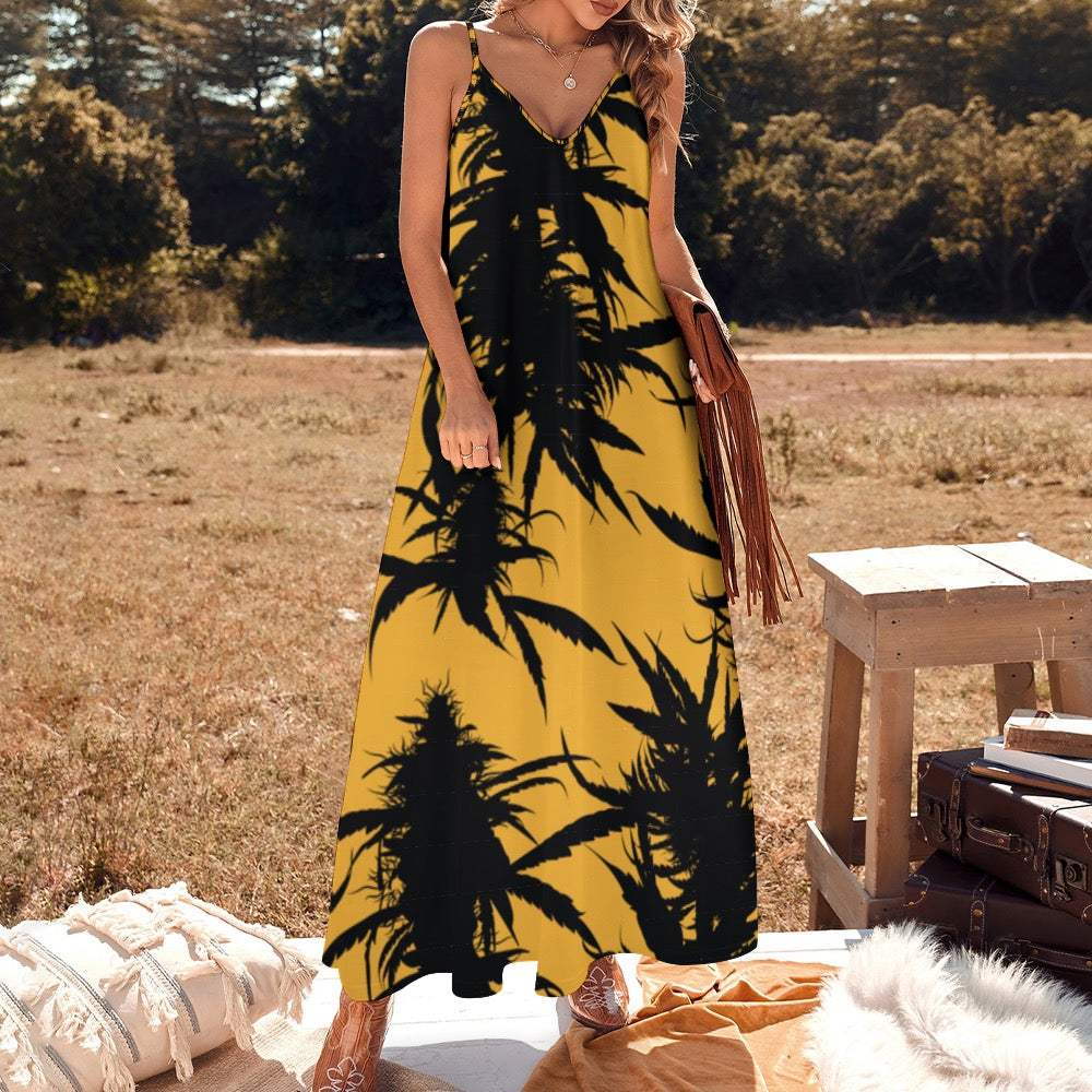 Plant Goddess Sling Ankle Long Dress